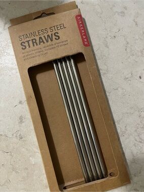 Kikkerland Silver Stainless Steel Reusable Straws